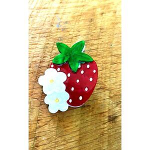 Strawberry & Daisy Resin Brooch